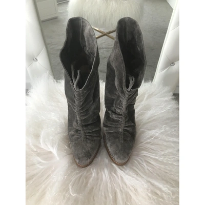 Pre-owned Brian Atwood Grey Suede Ankle Boots