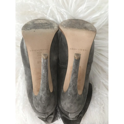 Pre-owned Brian Atwood Grey Suede Ankle Boots
