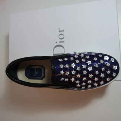 Pre-owned Dior Patent Leather Trainers In Navy