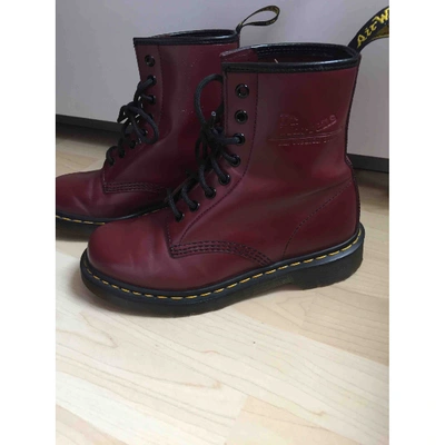 Pre-owned Dr. Martens 1460 Pascal (8 Eye) Burgundy Leather Ankle Boots