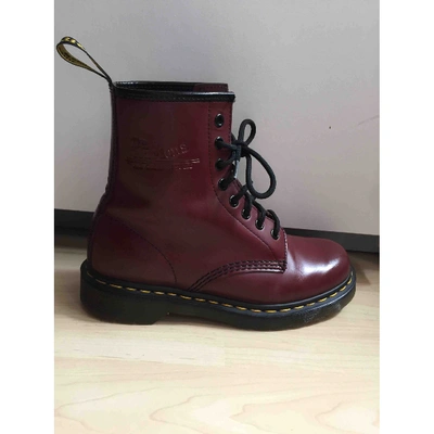 Pre-owned Dr. Martens 1460 Pascal (8 Eye) Burgundy Leather Ankle Boots