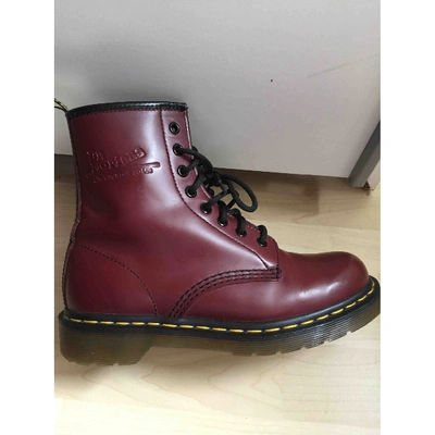 Pre-owned Dr. Martens 1460 Pascal (8 Eye) Burgundy Leather Ankle Boots