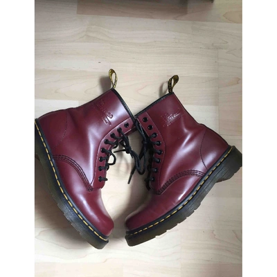 Pre-owned Dr. Martens' 1460 Pascal (8 Eye) Burgundy Leather Ankle Boots