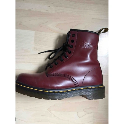 Pre-owned Dr. Martens 1460 Pascal (8 Eye) Burgundy Leather Ankle Boots