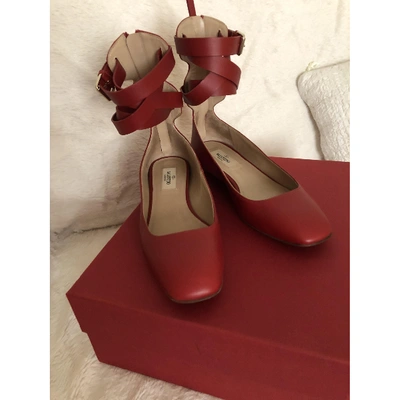 Pre-owned Valentino Garavani Leather Ballet Flats In Red