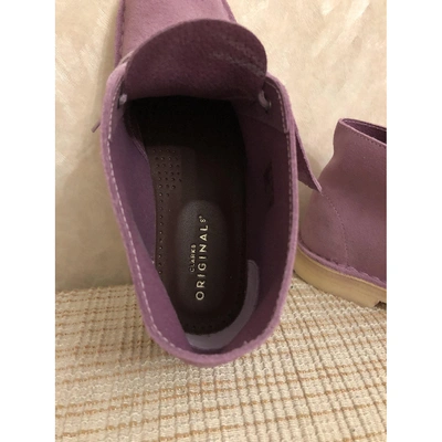 Pre-owned Clarks Purple Leather Ankle Boots