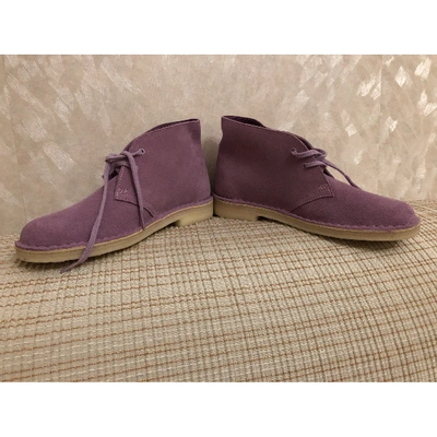 Pre-owned Clarks Purple Leather Ankle Boots