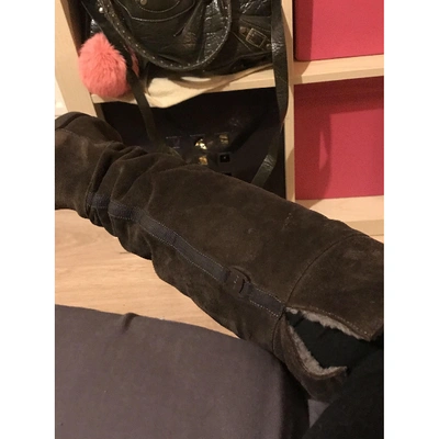 Pre-owned Ferragamo Brown Suede Boots