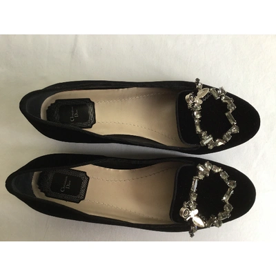 Pre-owned Dior Velvet Flats In Black