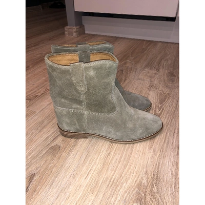 Pre-owned Isabel Marant Crisi  Khaki Suede Ankle Boots