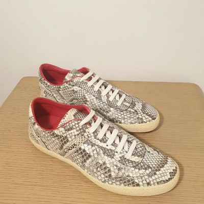Pre-owned Moncler Beige Water Snake Trainers