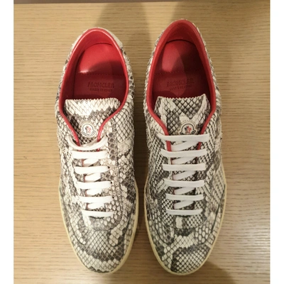 Pre-owned Moncler Beige Water Snake Trainers