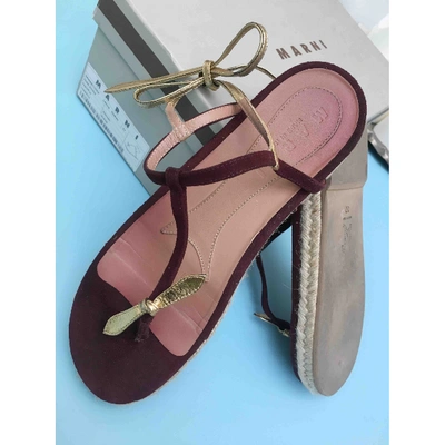 Pre-owned Marni Sandals In Burgundy