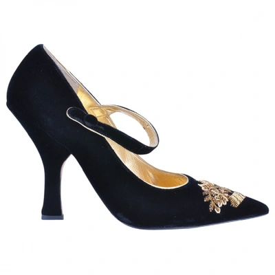 Pre-owned Dolce & Gabbana Black Velvet Heels