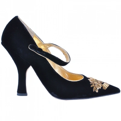 Pre-owned Dolce & Gabbana Black Velvet Heels