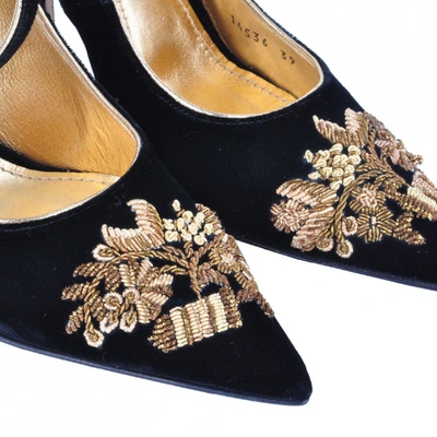 Pre-owned Dolce & Gabbana Black Velvet Heels