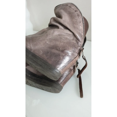 Pre-owned As98 Leather Ankle Boots In Brown