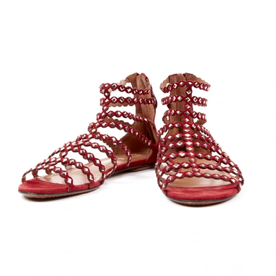 Pre-owned Alaïa Red Suede Sandals