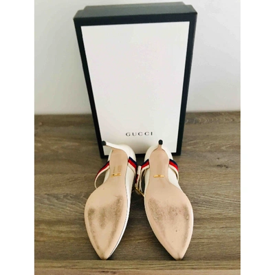 Pre-owned Gucci Sylvie Leather Heels In White