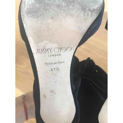 Pre-owned Jimmy Choo Navy Suede Sandals