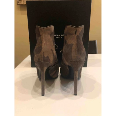 Pre-owned Saint Laurent Ankle Boots In Khaki