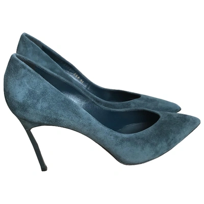Pre-owned Casadei Turquoise Suede Heels