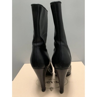 Pre-owned Prada Leather Ankle Boots In Black