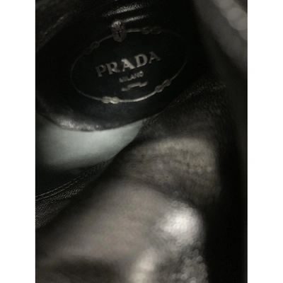 Pre-owned Prada Leather Ankle Boots In Black