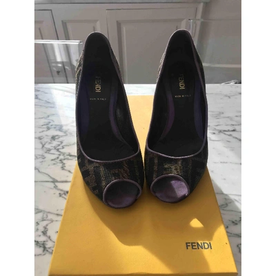 Pre-owned Fendi Cloth Heels In Brown