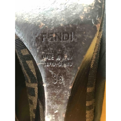 Pre-owned Fendi Cloth Heels In Brown