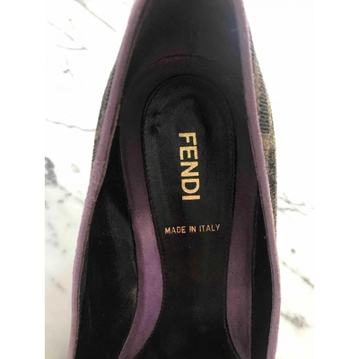 Pre-owned Fendi Cloth Heels In Brown