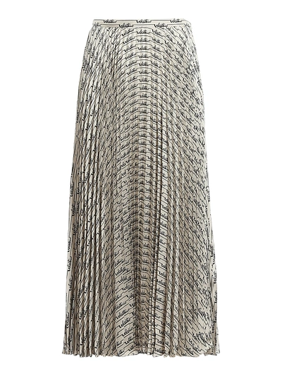Shop Valentino Silk Twill Skirt In Cream