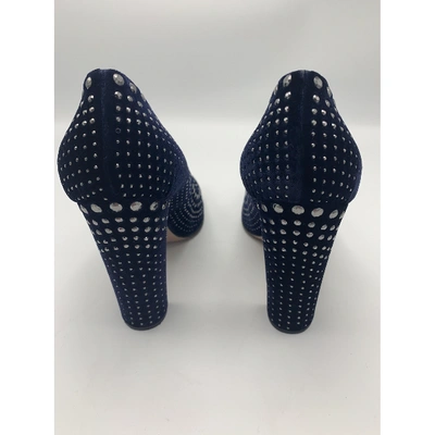 Pre-owned Prada Heels In Navy