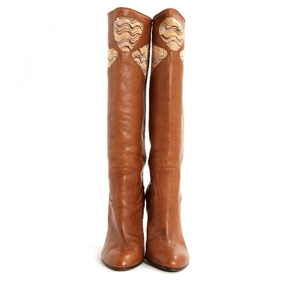 Pre-owned Missoni Leather Boots In Brown