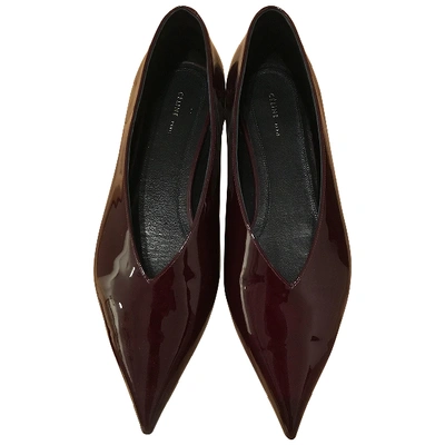 Pre-owned Celine Burgundy Patent Leather Ballet Flats