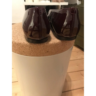 Pre-owned Celine Burgundy Patent Leather Ballet Flats