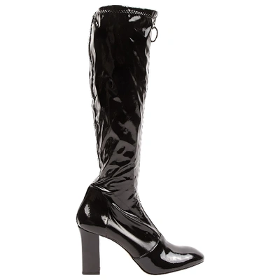 Pre-owned Moschino Patent Leather Boots In Black