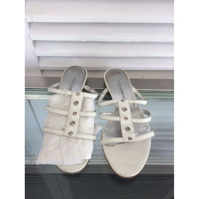 Pre-owned Dolce & Gabbana Leather Sandals In White