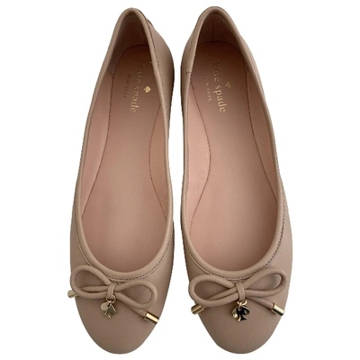 Pre-owned Kate Spade Leather Ballet Flats In Beige