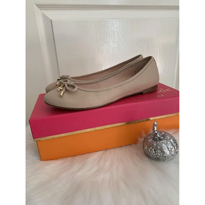 Pre-owned Kate Spade Leather Ballet Flats In Beige