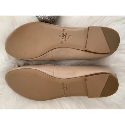 Pre-owned Kate Spade Leather Ballet Flats In Beige