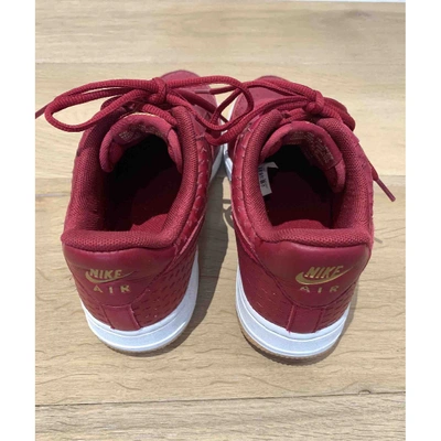 Pre-owned Nike Air Force 1 Leather Trainers In Burgundy