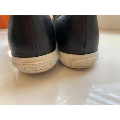 Pre-owned Miu Miu Leather Trainers In Black