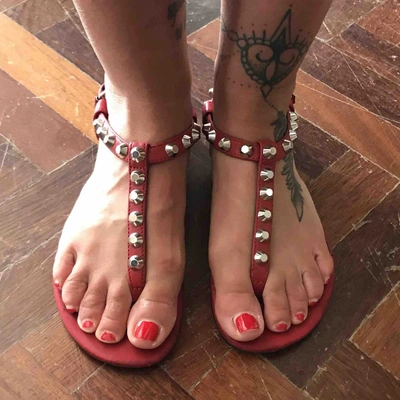 Pre-owned Balenciaga Leather Sandal In Red