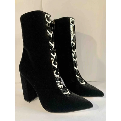 Pre-owned Francesca Bellavita Velvet Heels In Black