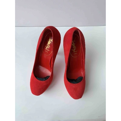 Pre-owned Saint Laurent Trib Too Heels In Red