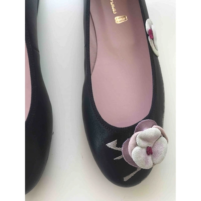 Pre-owned Pretty Ballerinas Black Leather Ballet Flats