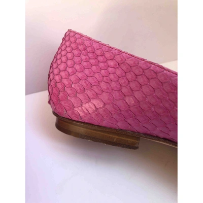 Pre-owned Bruno Magli Pink Python Ballet Flats