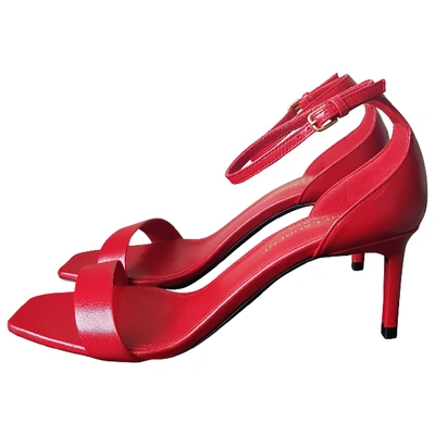 Pre-owned Saint Laurent Amber Red Leather Sandals