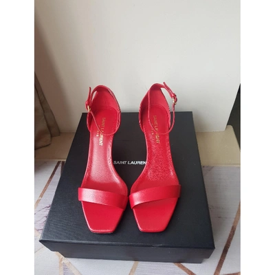 Pre-owned Saint Laurent Amber Red Leather Sandals